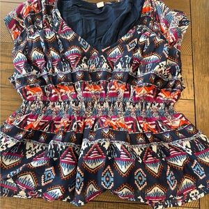 Old Navy Multicolor Geometric Blouse